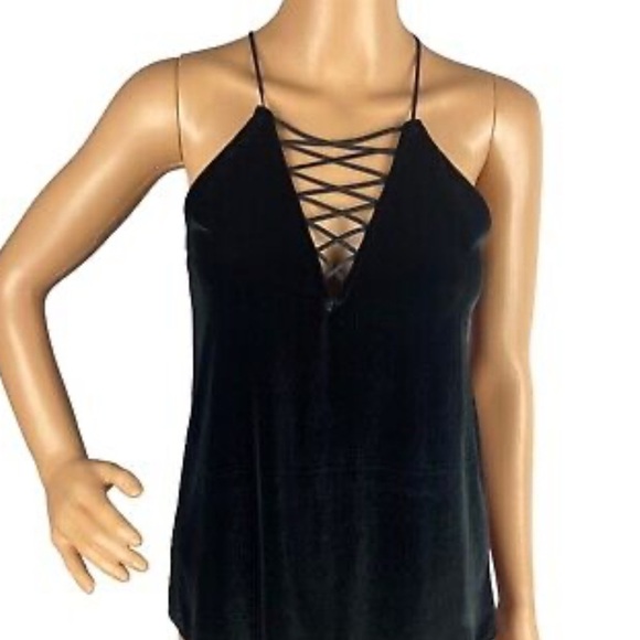 Express Tops - EXPRESS Elegant Black Criss Cross Velvet Top